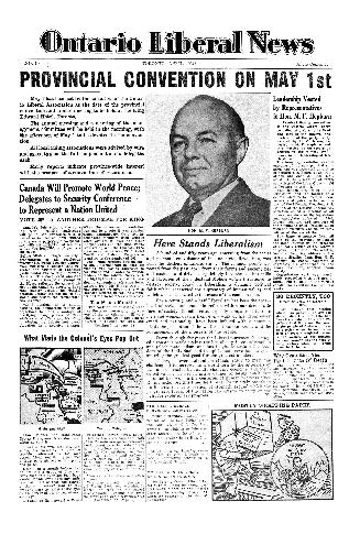 Black and white newspaper titled the Ontario Liberal News
