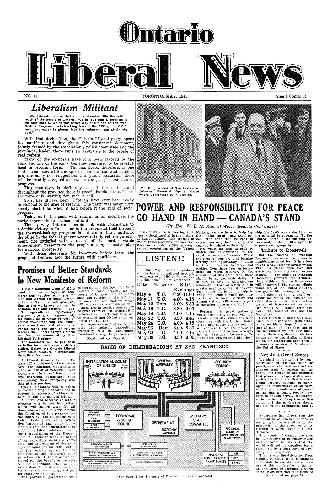 Black and white newspaper titled the Ontario Liberal News