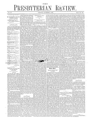 Black and white newspaper titled The Presbyterian Review