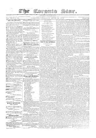 Black and white newspaper titled Toronto Star, Transcript and General Advertiser