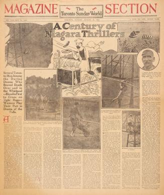 Sections of the Toronto Sunday World newspaper in black and white. 