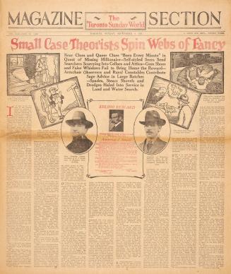 Sections of the Toronto Sunday World newspaper in black and white. 