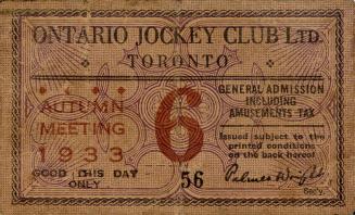 A ticket to the Ontario Jockey Club Ltd. Toronto autumn meeting of 1933. 