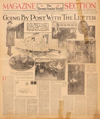 Sections of the Toronto Sunday World newspaper in black and white. 