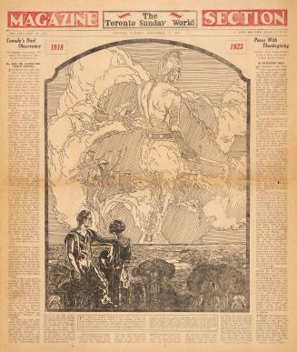 Sections of the Toronto Sunday World newspaper in black and white. 
