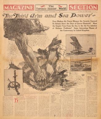 Sections of the Toronto Sunday World newspaper in black and white. 