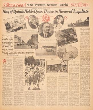 Sections of the Toronto Sunday World newspaper in black and white. 