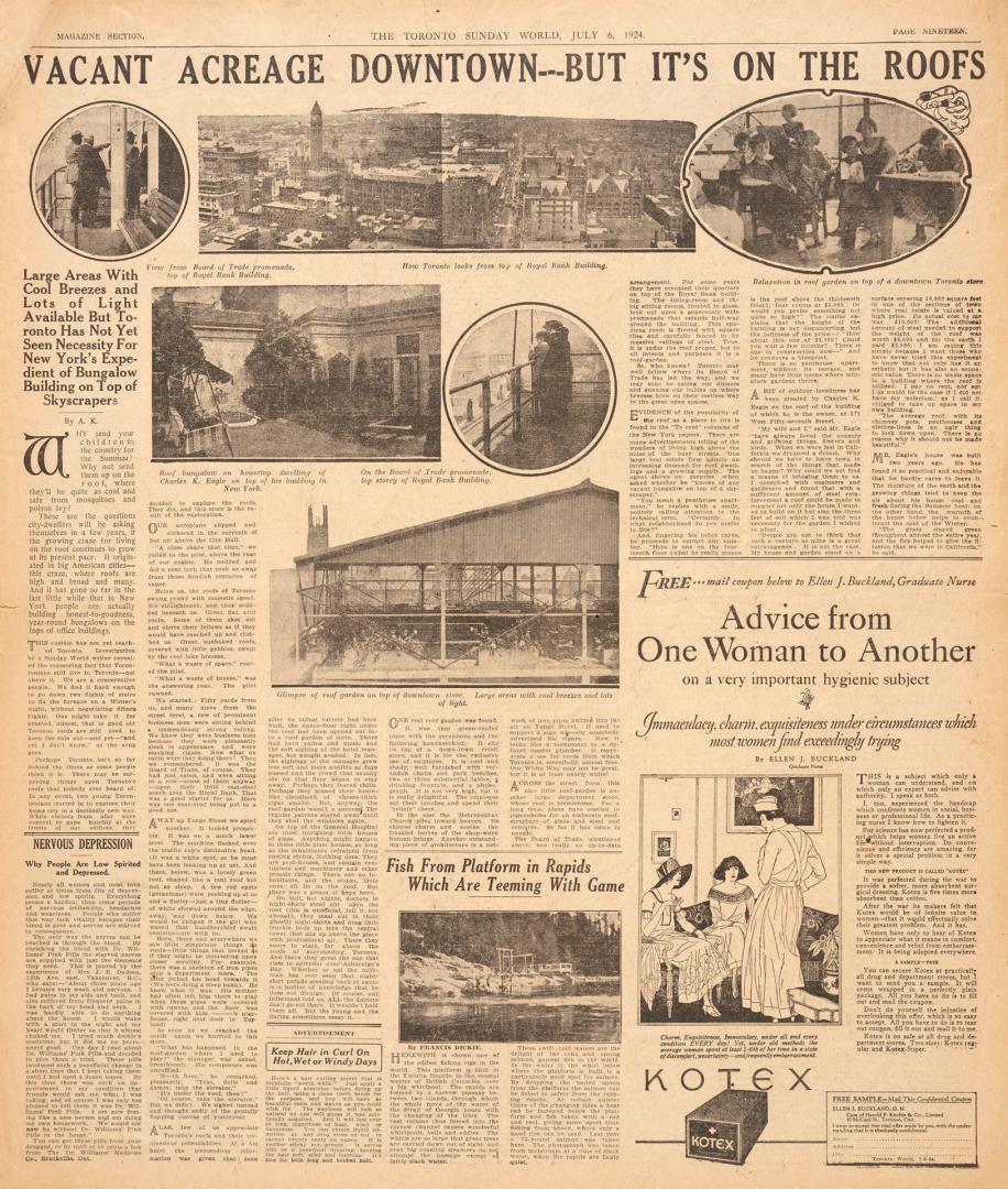Sections of the Toronto Sunday World newspaper in black and white. 
