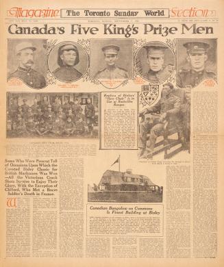 Sections of the Toronto Sunday World newspaper in black and white. 