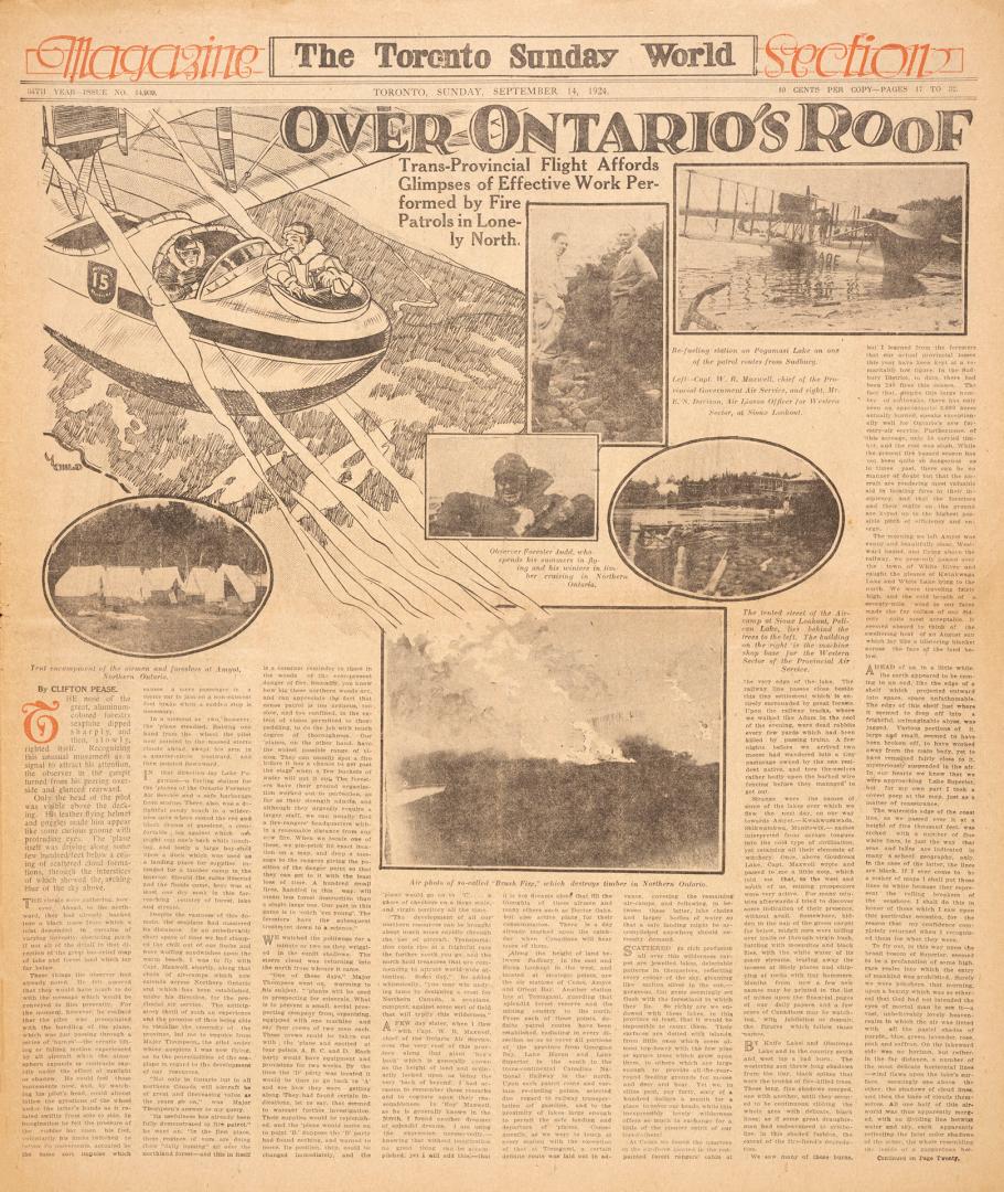 Sections of the Toronto Sunday World newspaper in black and white. 