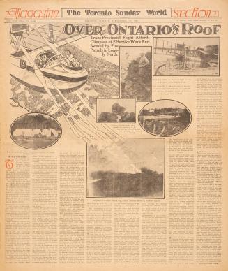 Sections of the Toronto Sunday World newspaper in black and white. 