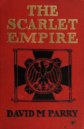 Book cover: red cloth with glided title and a black illustration of a bird symbol.