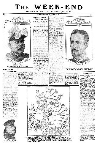 Black and white newspaper titled The Week-End