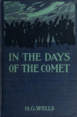 Book cover: A silhouetted crowd of people gesture wildly at the sky above them. A band of light ...