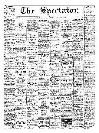 Black and white newspaper titled Hamilton Spectator