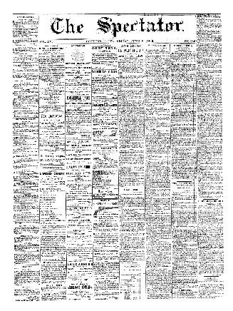 Black and white newspaper titled Hamilton Spectator