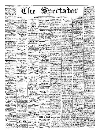 Black and white newspaper titled Hamilton Spectator