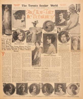 Sections of the Toronto Sunday World newspaper in black and white. 
