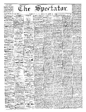 Black and white newspaper titled Hamilton Spectator
