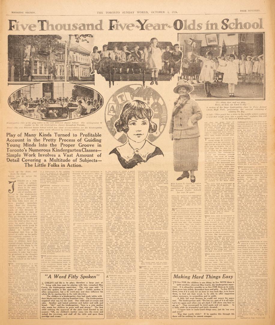 Sections of the Toronto Sunday World newspaper in black and white. 