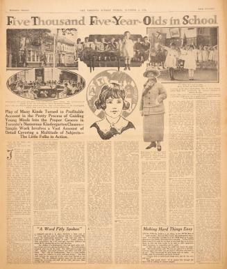 Sections of the Toronto Sunday World newspaper in black and white. 