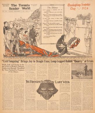 Sections of the Toronto Sunday World newspaper in black and white. 