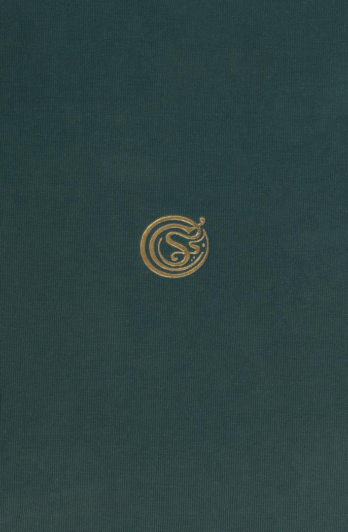 Book cover: Dark green cloth cover with decorative gilt.