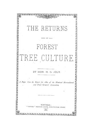 Black text on white cover page reads: ""The Returns of Forest Tree Culture"