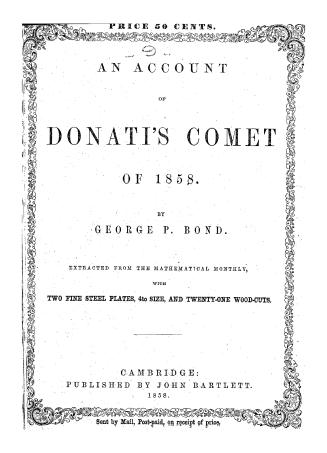 Black text on white cover page reads: "An account of Donati's comet of 1858."