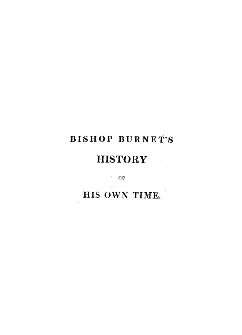 Black title text on white cover page reads: "Bishop Burnet's History of His Own Time"