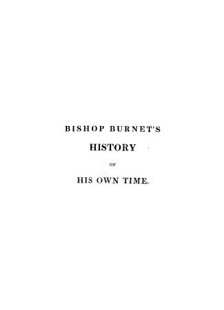 Black title text on white cover page reads: "Bishop Burnet's History of His Own Time"