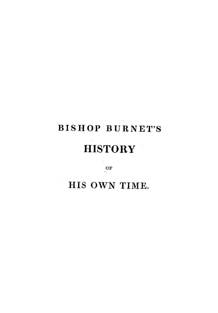 Black title text on white cover page reads: "Bishop Burnet's History of His Own Time"