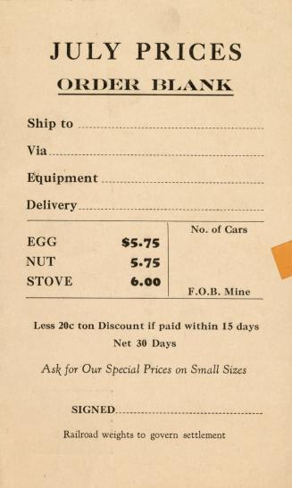 An advertising postcard from Anthracite Sales Company Ltd. addressed to Tait Fuels stating, "Ou ...