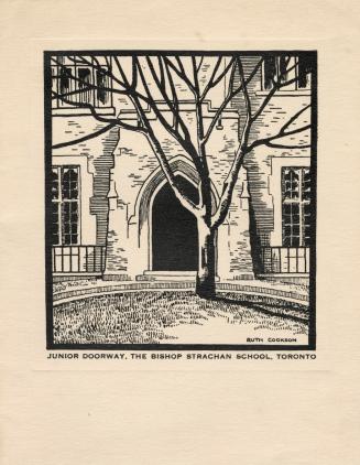 A Christmas Card for The Bishop Strachan School in Toronto featuring a sketch of the junior doo ...