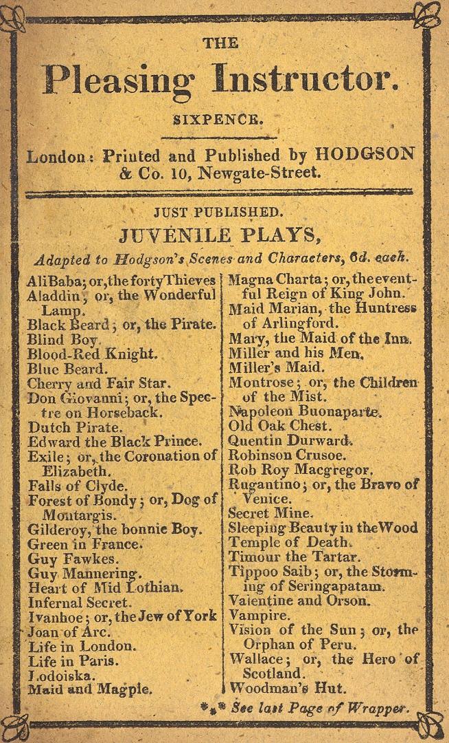 book cover: soft cover - paper - with printed title and list of just published plays