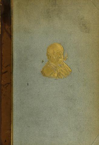 In original, blue-green hardcover with gold-colored lettering. The gold image of the author pri ...